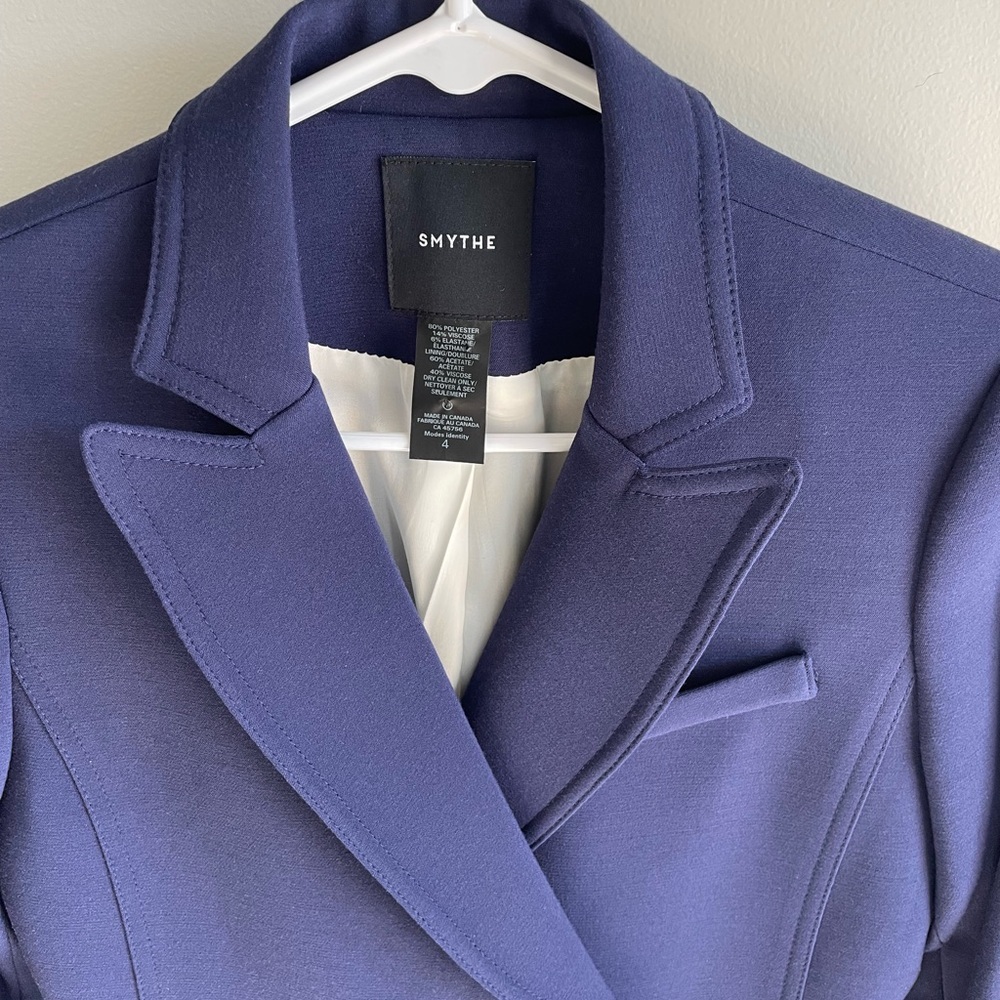 Smythe Asymmetrical Wrap Blazer - Navy Blue + Gold Buttons - Size 4 - Picture 6 of 16